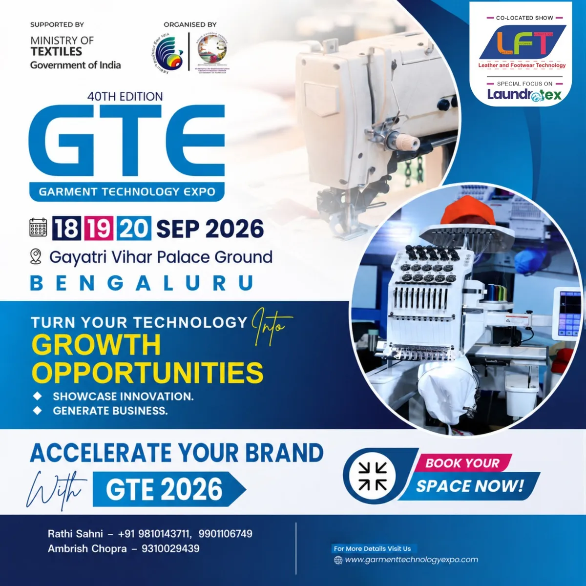 Garment Technology Expo (GTE) 2026 | 18–20 September 2026 | Bengaluru 